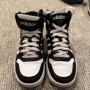 Adidas Black and White High-Tops